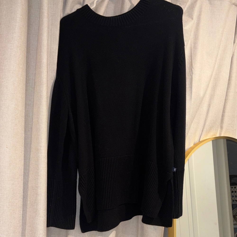 Black Knit Oversized Gap 100% Cotton Sweater size large